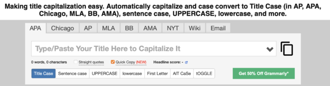 Screenshot von https://capitalizemytitle.com